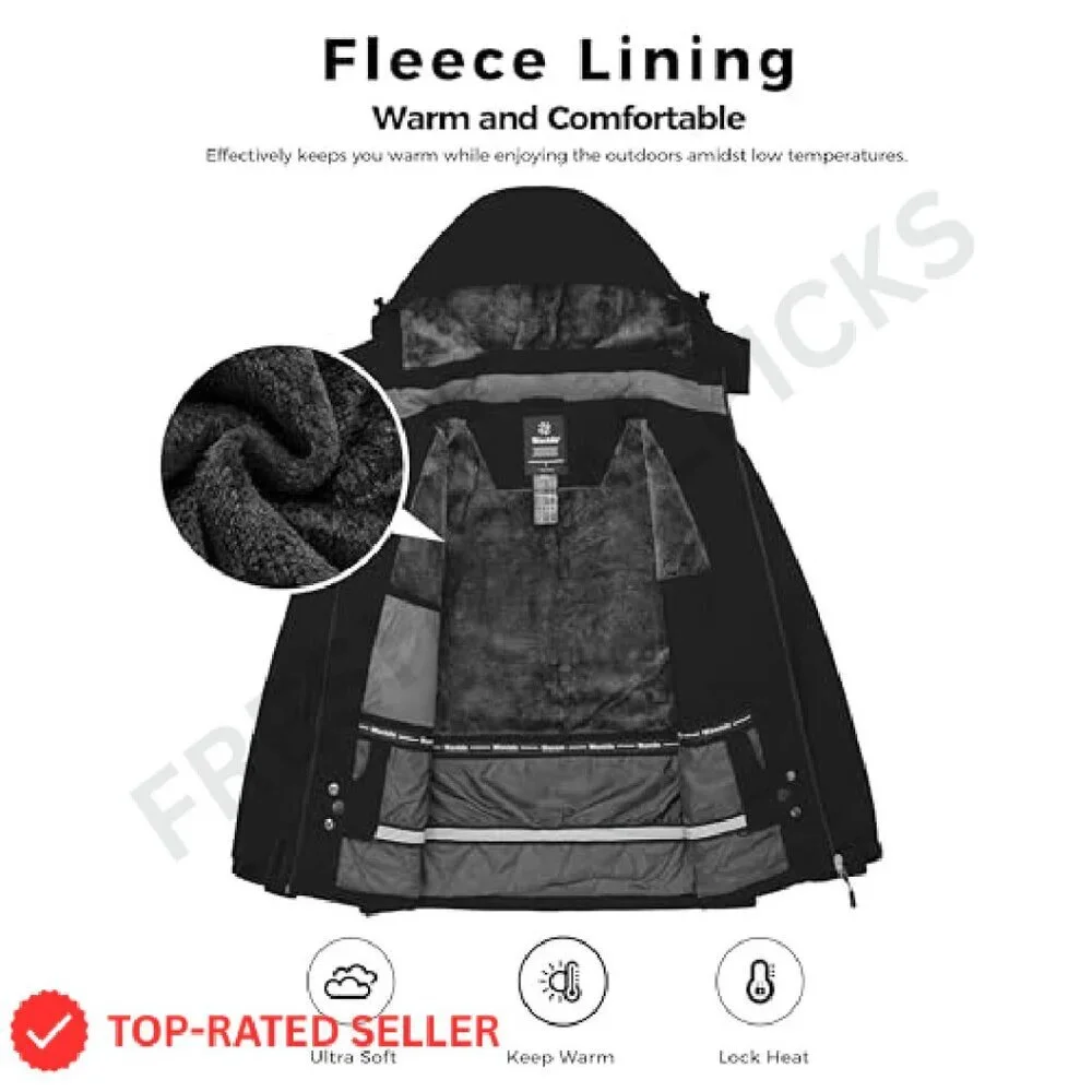 Waterproof Ski Jacket Warm Winter Coat Windproof Snow Fleece Lined
